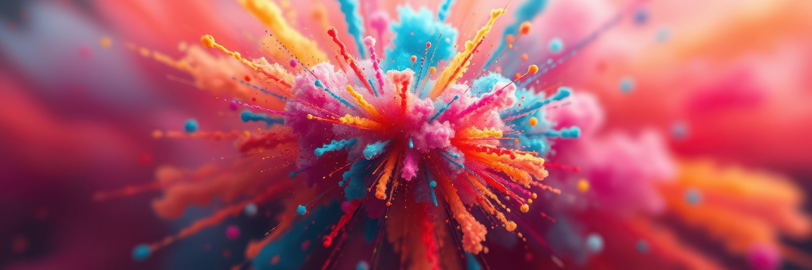 Vibrant explosion of colorful particles creates a striking visual effect of abstract art